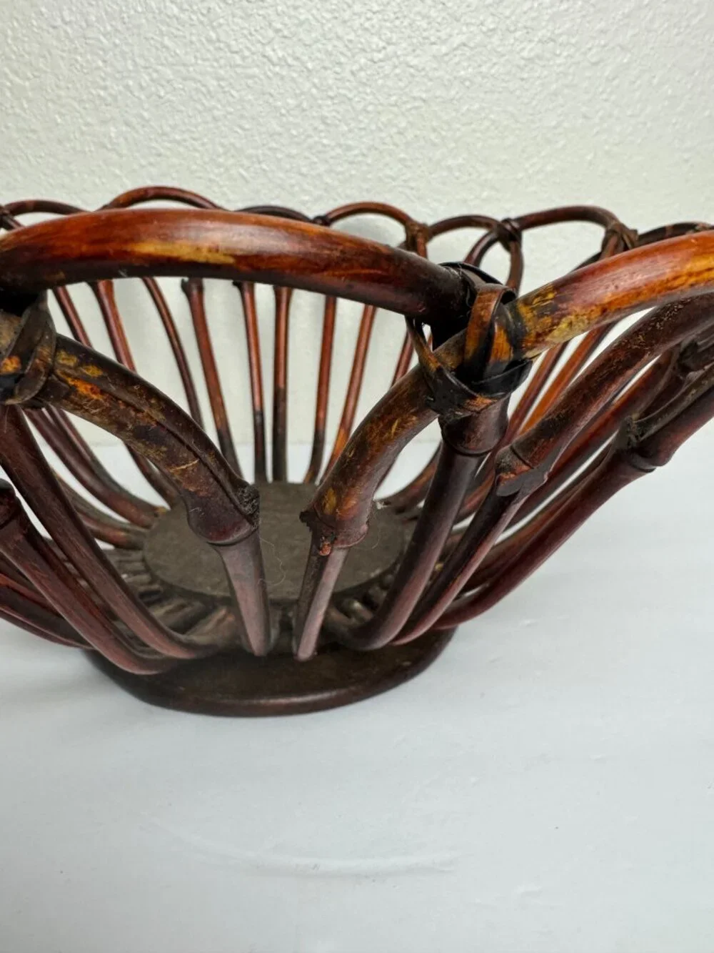 Vintage Bentwood  Bamboo Fruit Bowl Bucket 70s Retro Decor